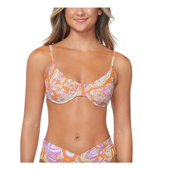 Raisins Vibra Orange Underwire Bikini Top - Size Large - Picture 1 of 7